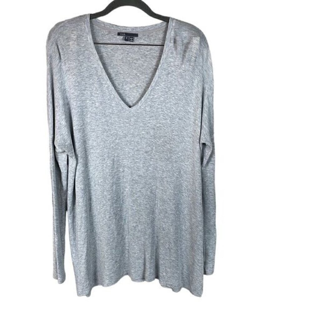 Vince V Neck Soft Modal Gray Long Sleeve Stretch Jersey Top Sz S